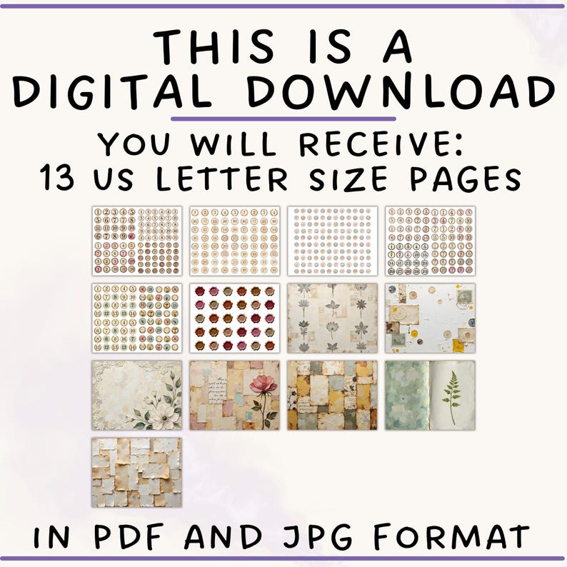 Junk Journal Number Charms Printable | Vintage Ephemera, Scrapbook ...