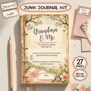 Mormor och jag minnesbok | Minnesbok skräpjournalkit (27 sidor PDF)