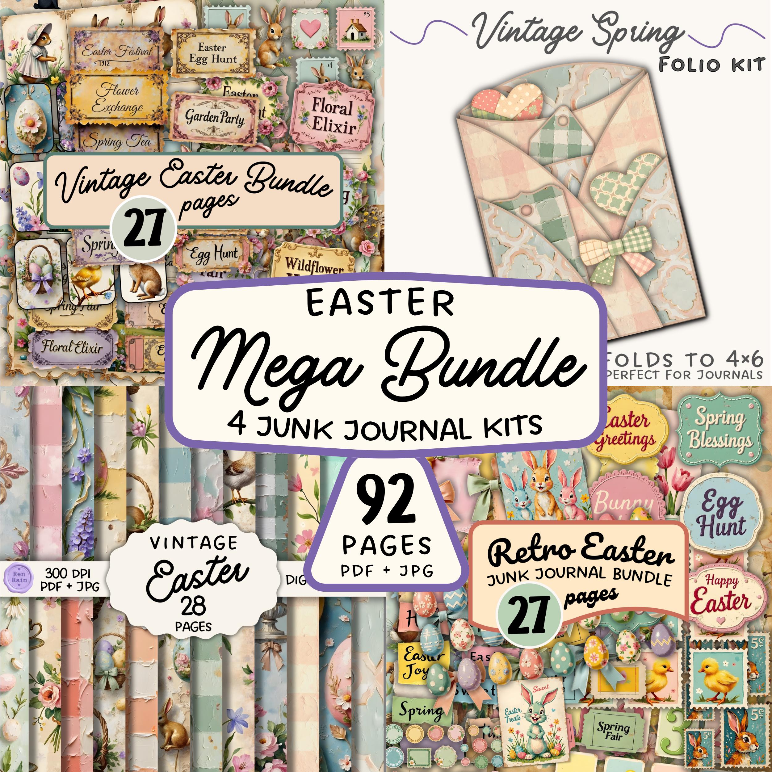 Vintage Easter Junk Journal Kit | Spring Ephemera Mega Bundle (PDF ...