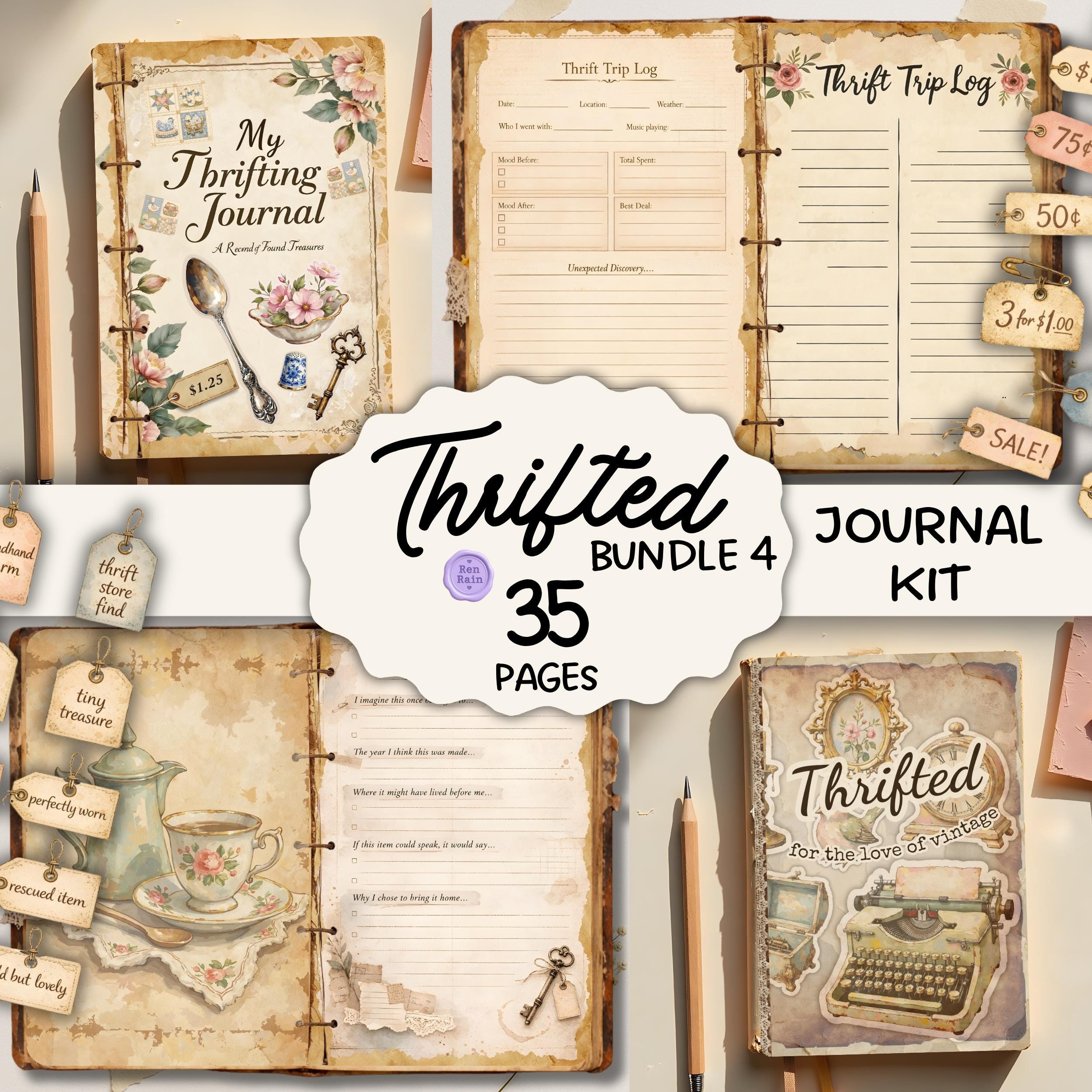 95 Page Mega Bundle Vintage Thrifted Junk Journal | Ephemera, Digital ...