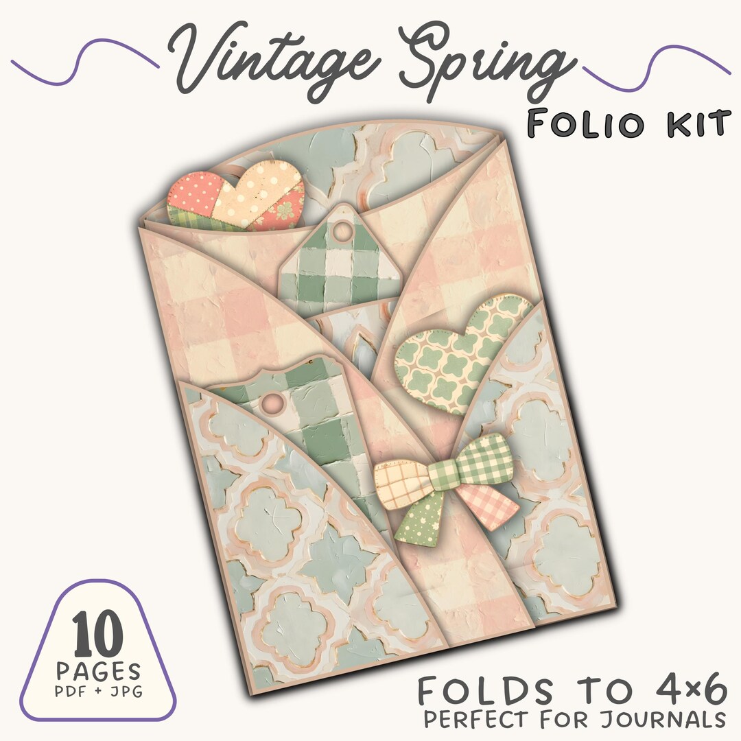 Spring Folio: Printable Tri Fold Easter Mini Junk Journal Kit (PDF ...