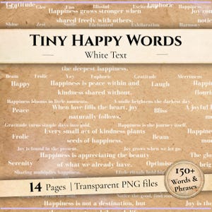 Tiny Happy Words PNG Bundle | Affirmation Clipart, Journal Stickers (Digital Download)