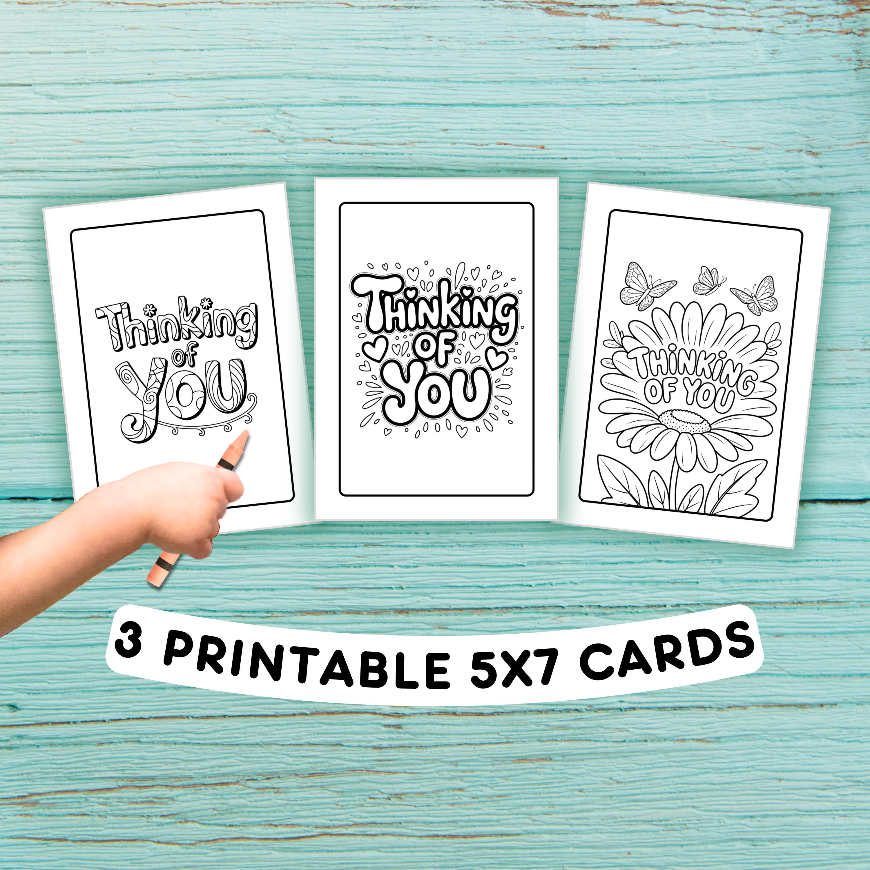 Thinking of You Coloring Cards: Kids' Sympathy, Get Well Card Designs ...