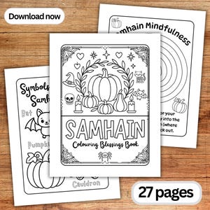 Samhain Blessings Colouring Book - Pagan Halloween Journal Printables - Homeschool Resource - Kids Coloring Pages - Pagan Family Activity