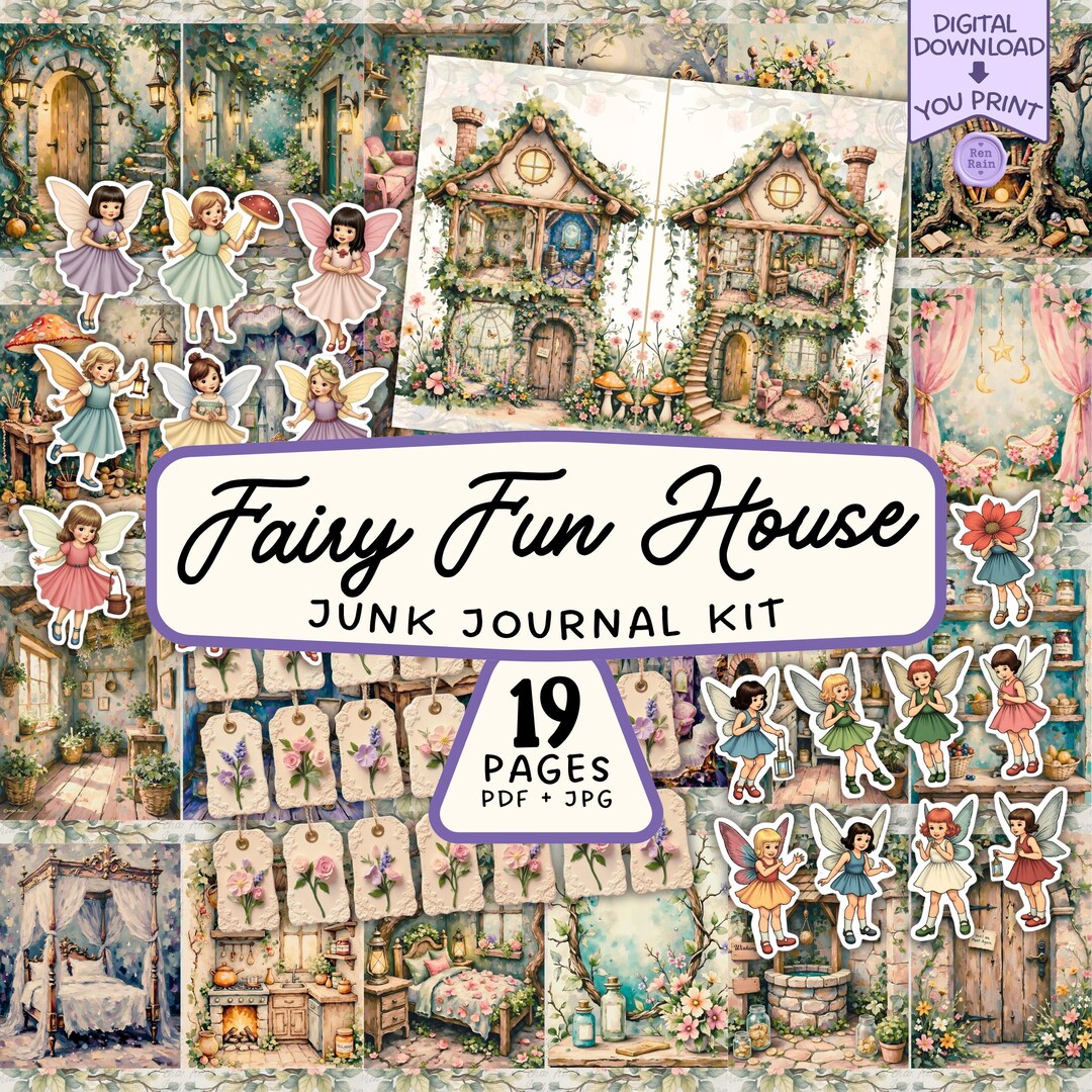 Fairy House Fun Bundle: 19 Page Junk Journal Kit (PDF Download) - Etsy