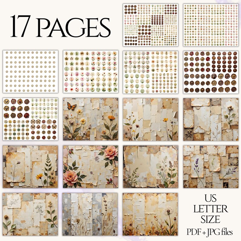 Vintage Junk Journal Charms Mega Bundle | Printable Ephemera Circles ...