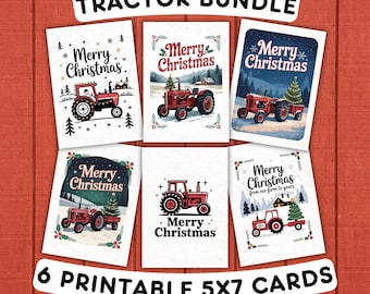 Tractor Merry Christmas Card Bundle: Printable Greetings from the Farm (Instant Download PDF)