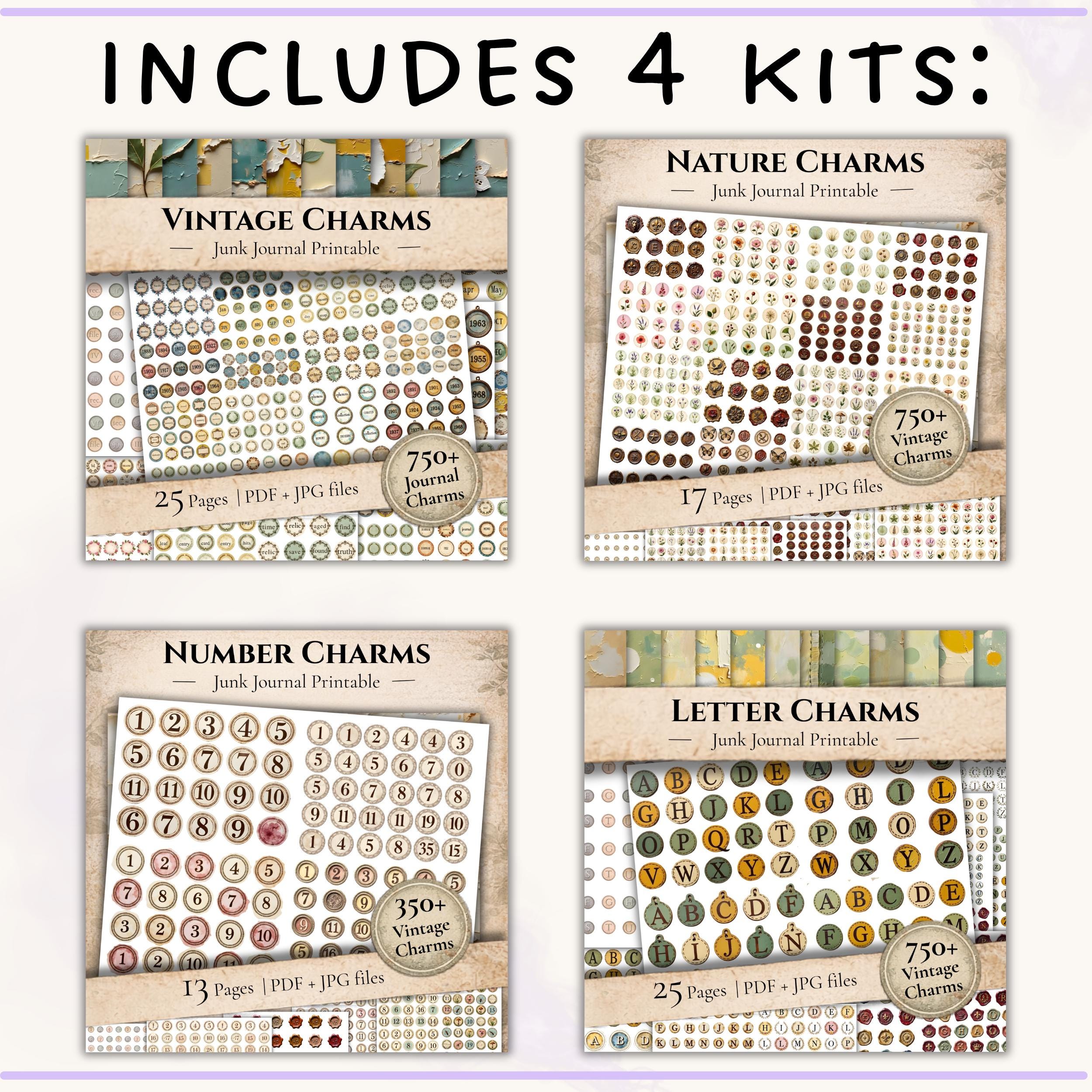 Vintage Junk Journal Charms Mega Bundle | Printable Ephemera Circles ...