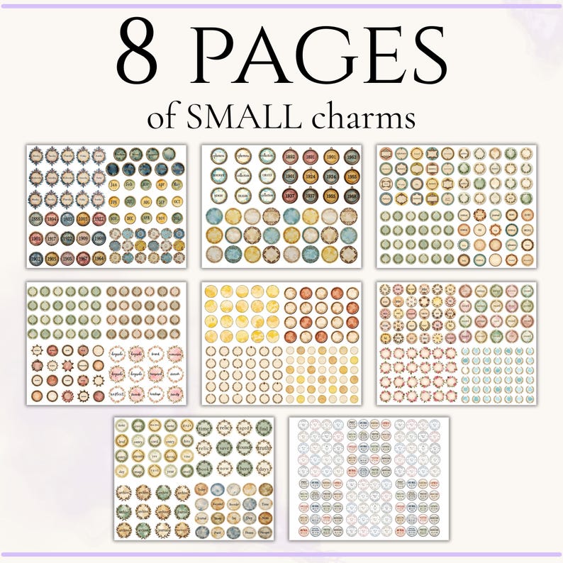 Vintage Junk Journal Charms Printable | Ephemera Circles, Frames (PDF ...