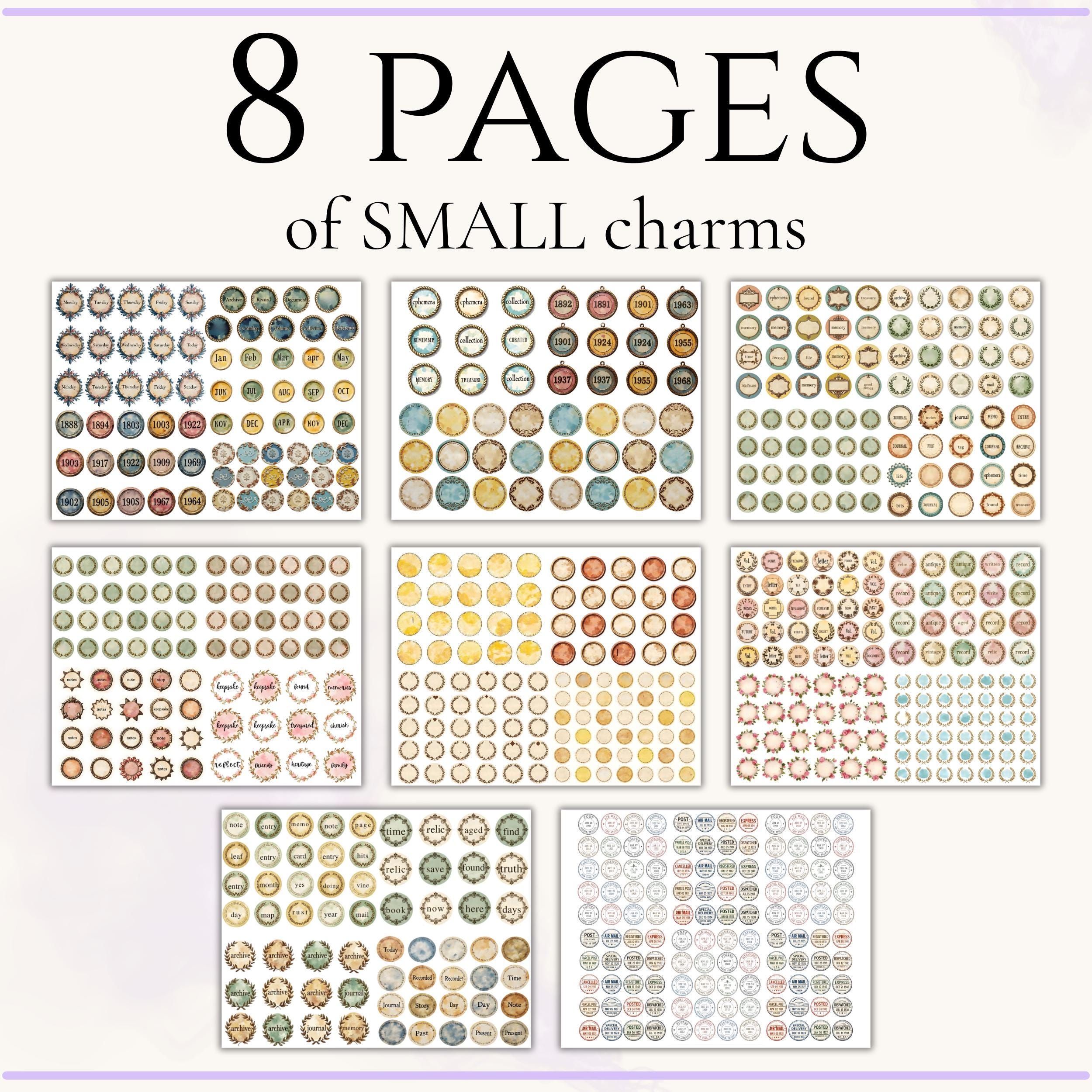 Vintage Junk Journal Charms Printable | Ephemera Circles, Frames (PDF ...