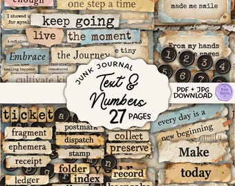 Junk Journal Printable Text & Numbers | Vintage Ephemera (PDF + JPG Download)