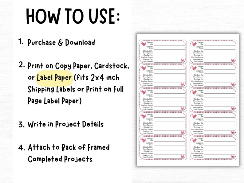 Cross Stitch Project Labels: Heirloom Needlework Organizer (PDF) - Etsy