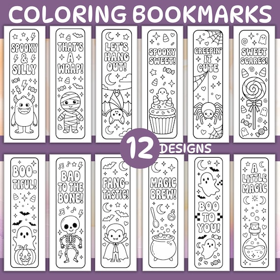 Halloween Bookmark Coloring Craft for Kids: Printable Treat | Classroom Party Favor (PDF Download)