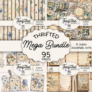 Megabundel van 95 pagina's Vintage Thrifted Junk Journal | Ephemera, digitale documenten (pdf + jpg)