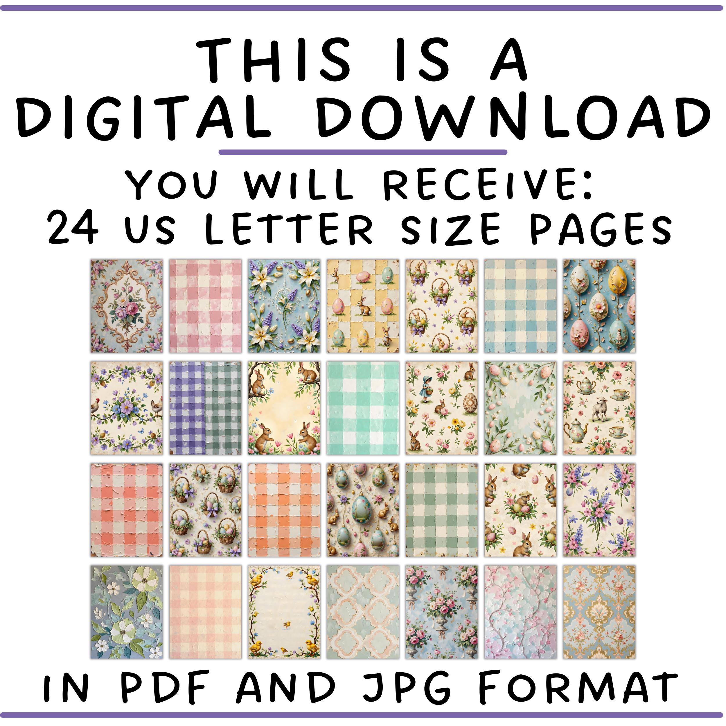 Vintage Easter Digital Paper Pack | 28 Spring Scrapbook Backgrounds ...
