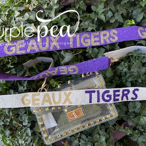 Beaded Purse Strap - Purple/Gold Louisiana Saturday Night