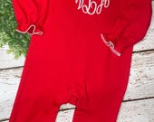 Long sleeve Romper, Toddler bubble, Monogrammed