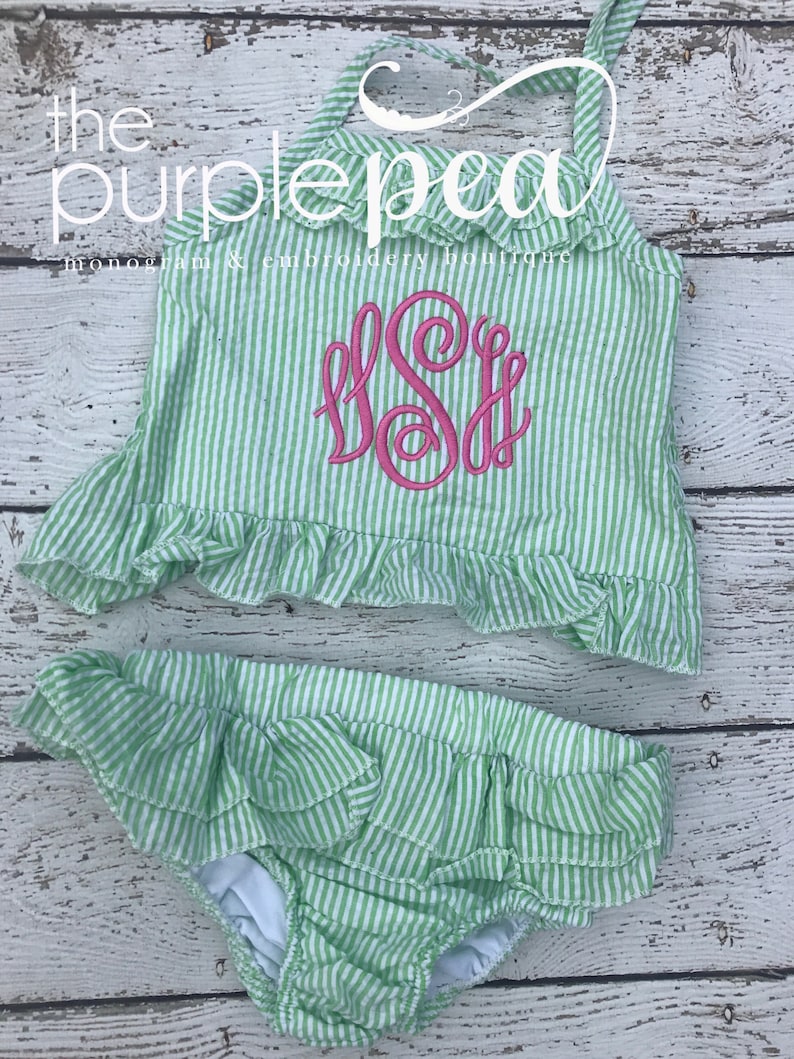 Girls Swimsuit Toddler Monogrammed Swimsuit Girls Bathing Etsy