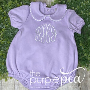 Monogrammed Girls Bubble, collared bubble