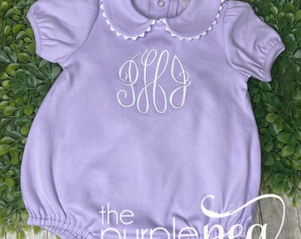 Monogrammed Girls Bubble, collared bubble