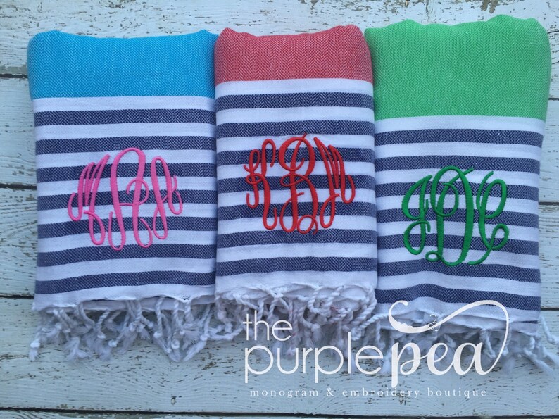 Turkish TowelMonogrammed Monogrammed Towel Beach Towel Etsy
