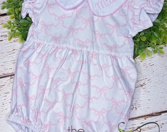 Conjunto o vestido de 2 piezas con lazo y cuello de burbuja para niñas