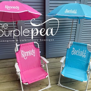 Monogrammed Kid's Beach Chair w/ umbrella, personalized beach chair