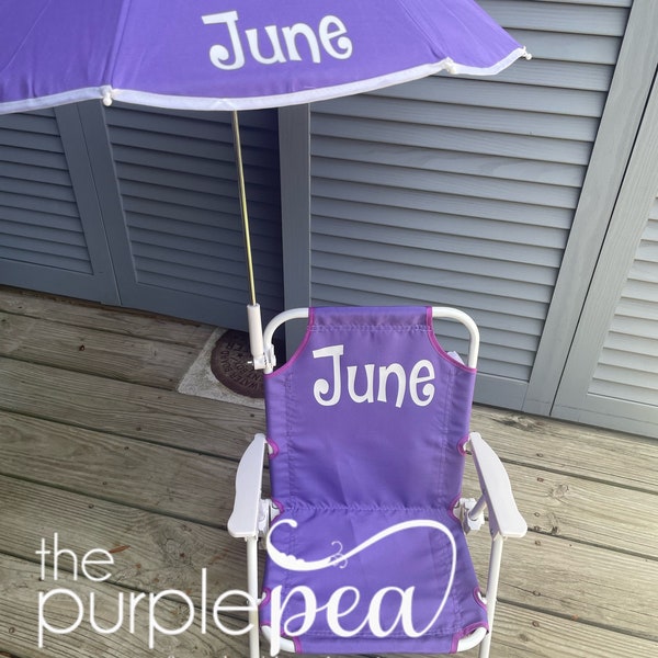 Kid's Beach Chair w/ umbrella, personalized with name or initials