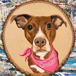 Custom painted pet dog cat animal portrait from your photo personalized watercolor acrylic drawing memorial dog lover gift large size canvas