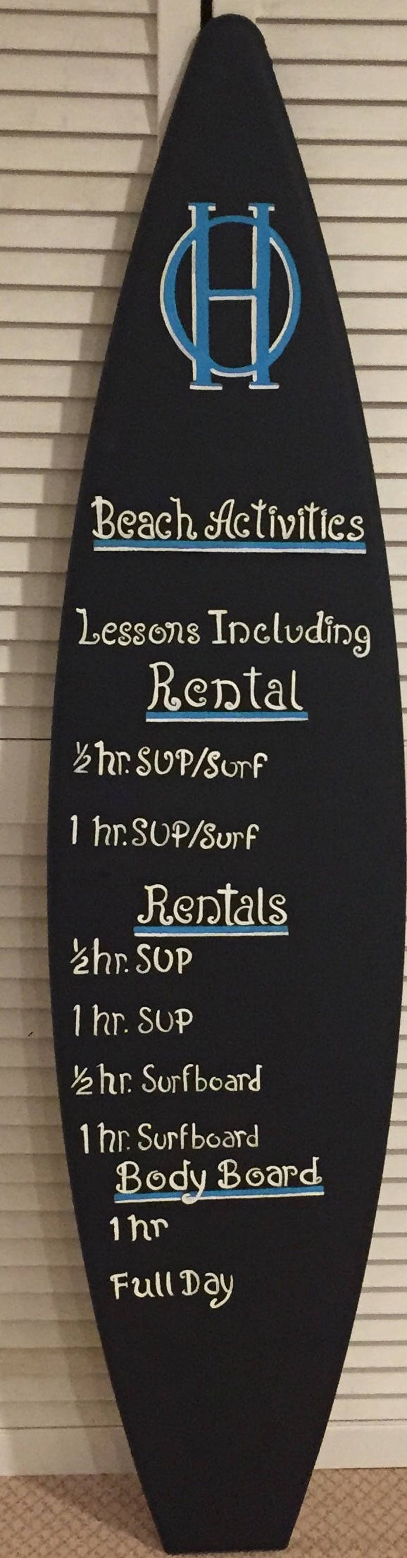 4ft chalk chalkboard surf surfboard wall sign menu guest Etsy