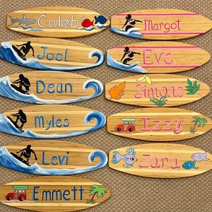2ft wood personalized surf surfer surfboard hawaiian tropical name wall sign any design custom 4 you boy girl baby gift house welcome sign