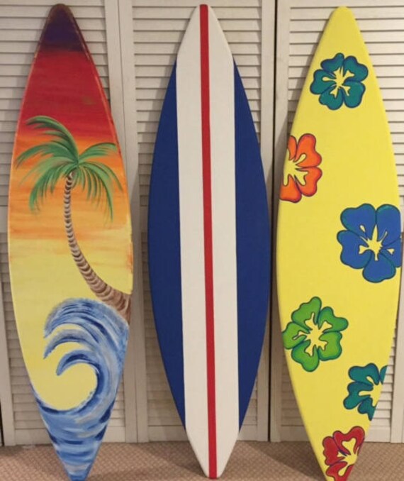 4ft surf surfboard decoration wood wall sign hand painted by Etsy