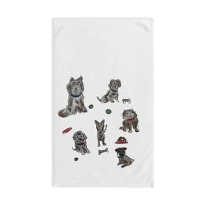 Whimsical Dog Lovers Hand Towel, Cute Animal Gift, Pet Bathroom Decor, Dog-Themed Kitchen Towel, Hostess Gift, Dog Lover Gift personalize