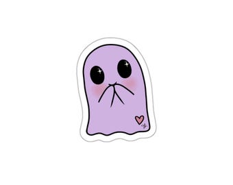 Kawaii Purple Ghost Die-Cut Stickers | Water Resistant