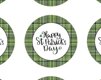 Pegatinas imprimibles instantáneas para cupcakes, círculos redondos y etiquetas de recuerdo para la fiesta del Día de San Patricio.