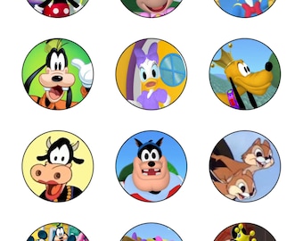 Mouse - Adornos para cupcakes o pegatinas de Clubhouse, etiquetas de regalo, descarga digital, collage de círculos de 2 pulgadas, PDF, impresión instantánea 22807