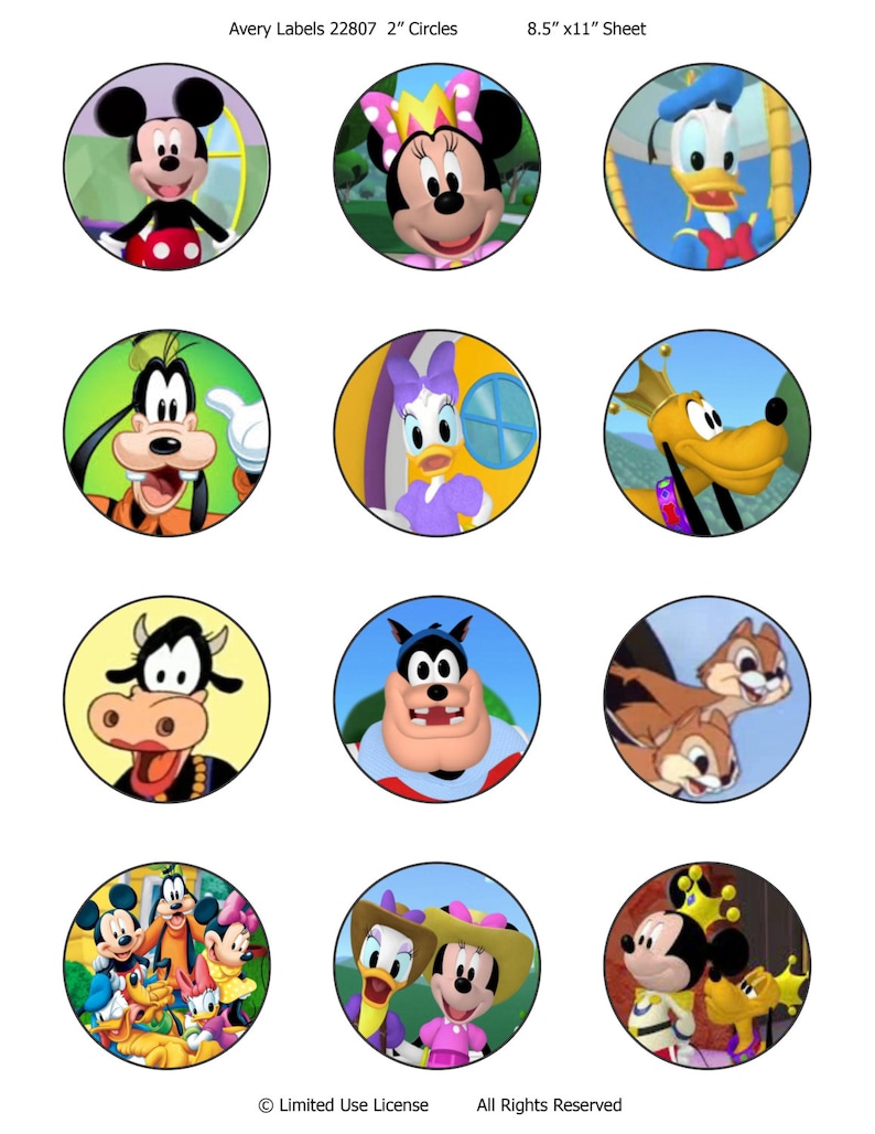 Mickey Mouse Clubhouse Cupcake Toppers or Stickers Favor | Etsy