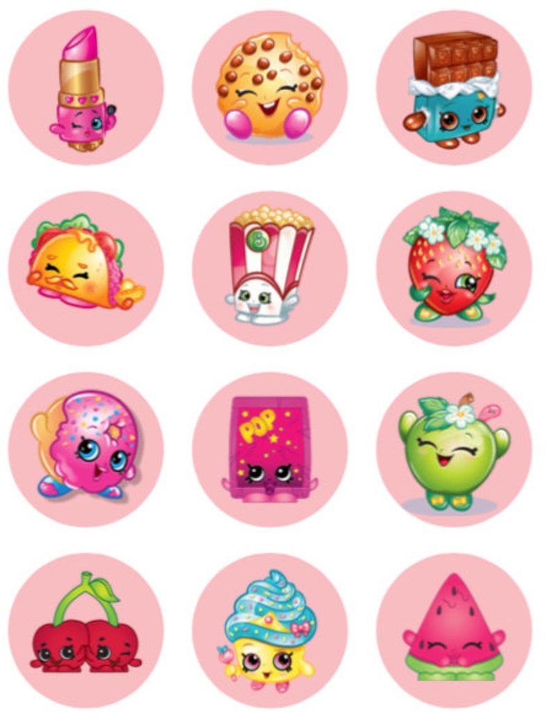 Shopkins goodie bag labels cupcake toppers stickers favors | Etsy