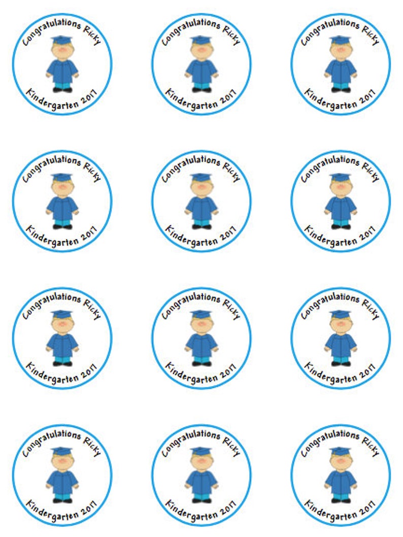 graduation kindergarten boy 2017 cupcake topper stickers