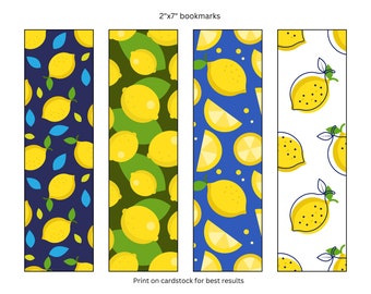 Lemons Fruit Bookmarks  | Lemon Print Bookmark | Digital Printable Bookmarks | Digital Bookmark | Instant Download | 2x7 PNG File