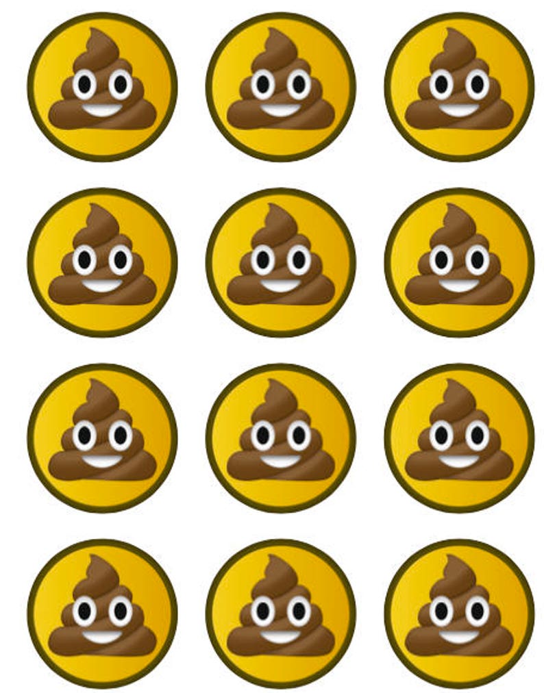 emoji poop birthday party stickers favor tags cupcake toppers etsy