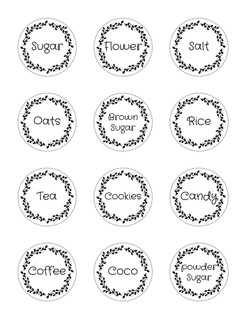 Canister Pantry Labels Stickers 2 Inch Circles Instant Etsy