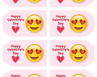 Etiquetas de regalo para el Día de San Valentín con emojis, descarga digital, 2 x 3,5 pulgadas, etiquetas imprimibles al instante en formato PDF, Avery 22802