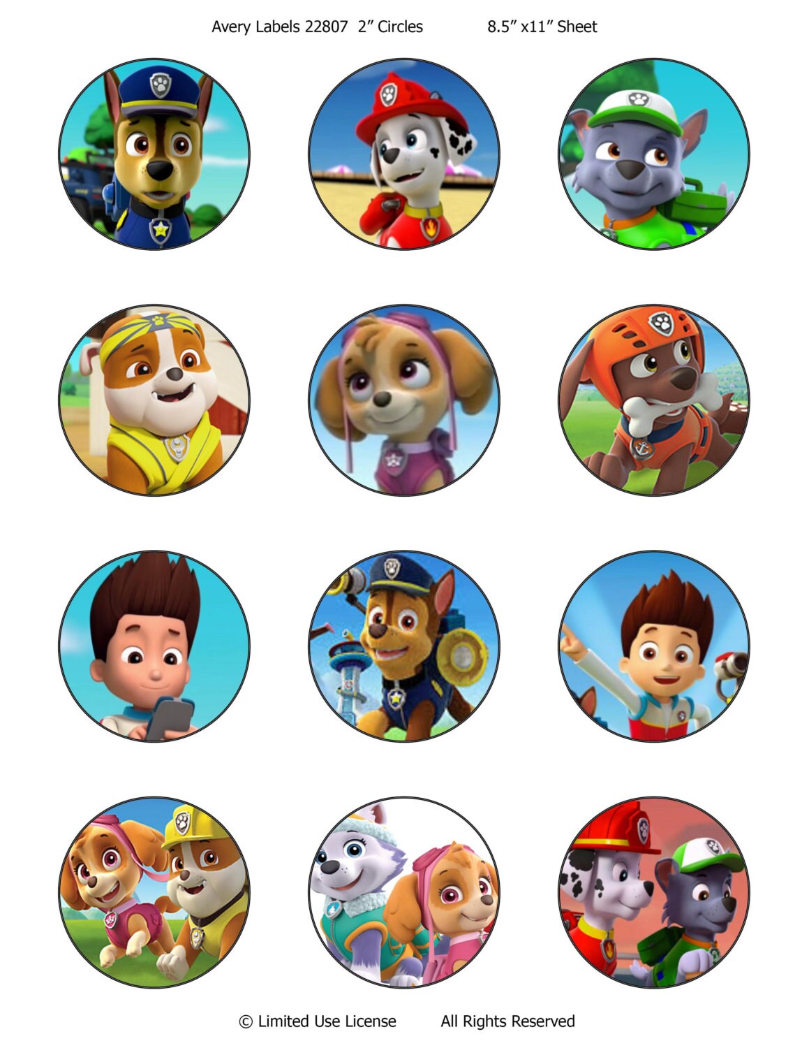 Paw Patrol inspired cupcake toppers or stickers favor tags Etsy