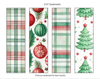 Marcapáginas imprimible con motivos navideños, marcapáginas con estampado navideño, marcapáginas imprimible digitalmente, descarga instantánea (PNG, 2x7)