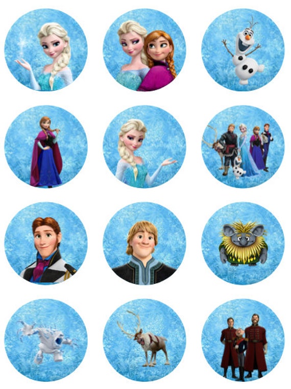 frozen inspired 2 inch circles round cupcake toppers birthday etsy