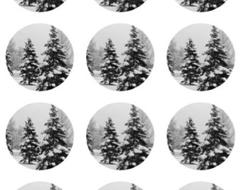 Etiquetas adhesivas para regalos de Navidad con árboles de nieve, descarga digital, collage de círculos de 2 pulgadas en formato PDF, etiquetas imprimibles instantáneas 22807