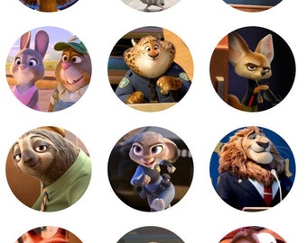zootopia cupcake toppers or stickers favor tags digital etsy