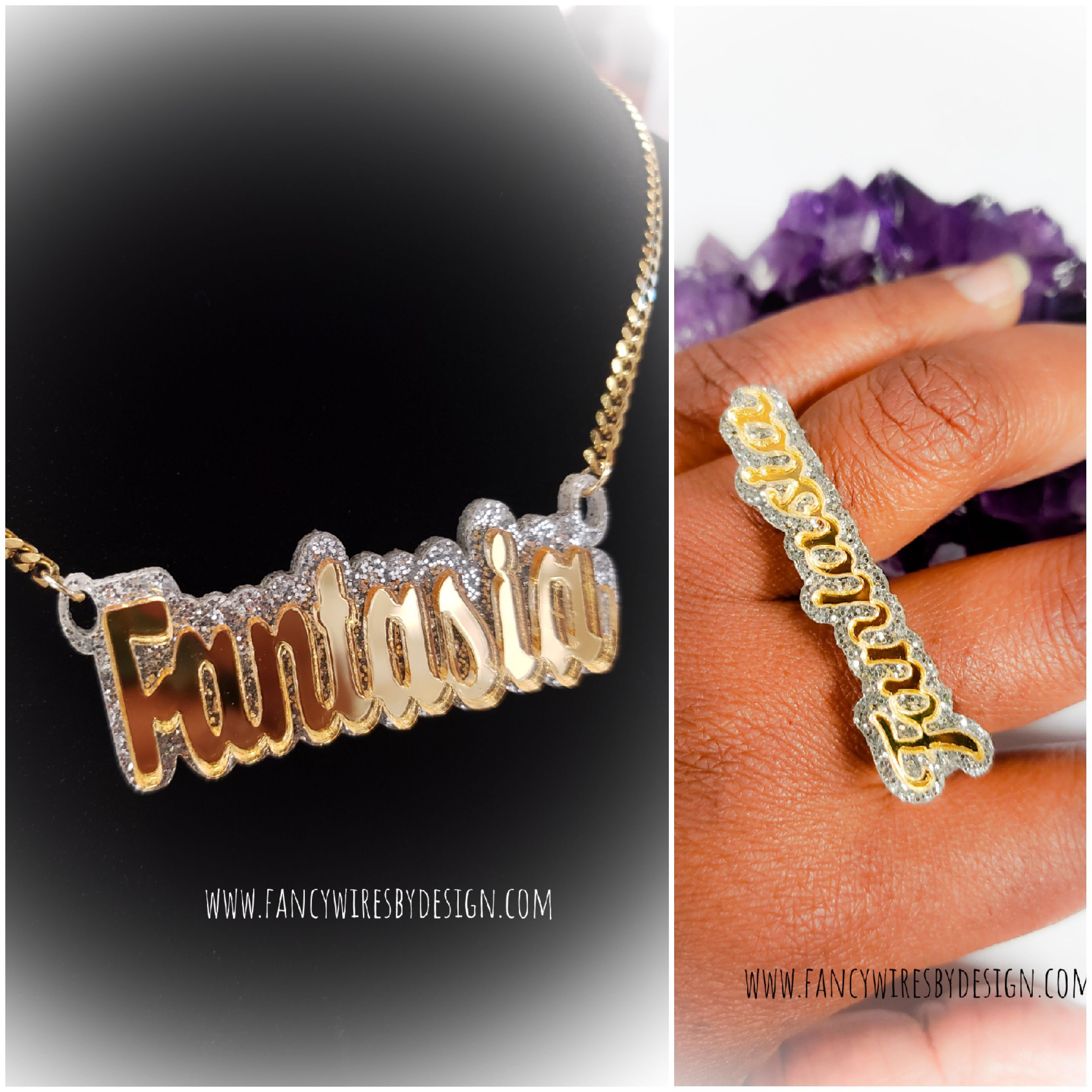 Ring set-Name Plate Necklace-Name ring