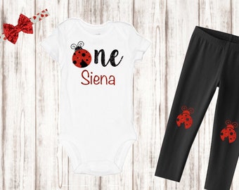 Ladybug First Birthday- Ladybug Bodysuit- Summer Spring Theme Girl First Birthday-One Birthday